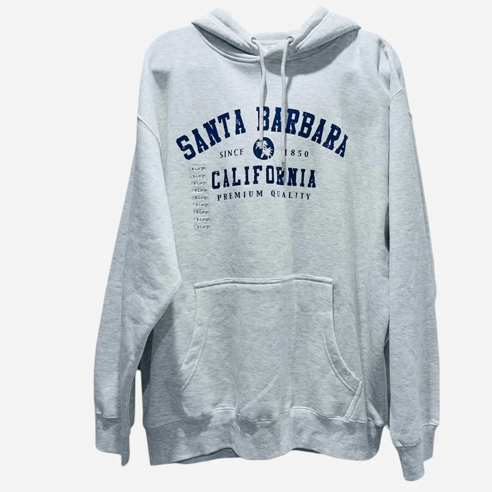 NWOT Santa Barbara Premium Quality Hoodie Fleece Lined XL Heather Gray - Picture 2 of 9